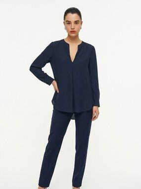 Massimo Dutti midnight blue  Long Sleeve Blouse size 2 NEW with tags